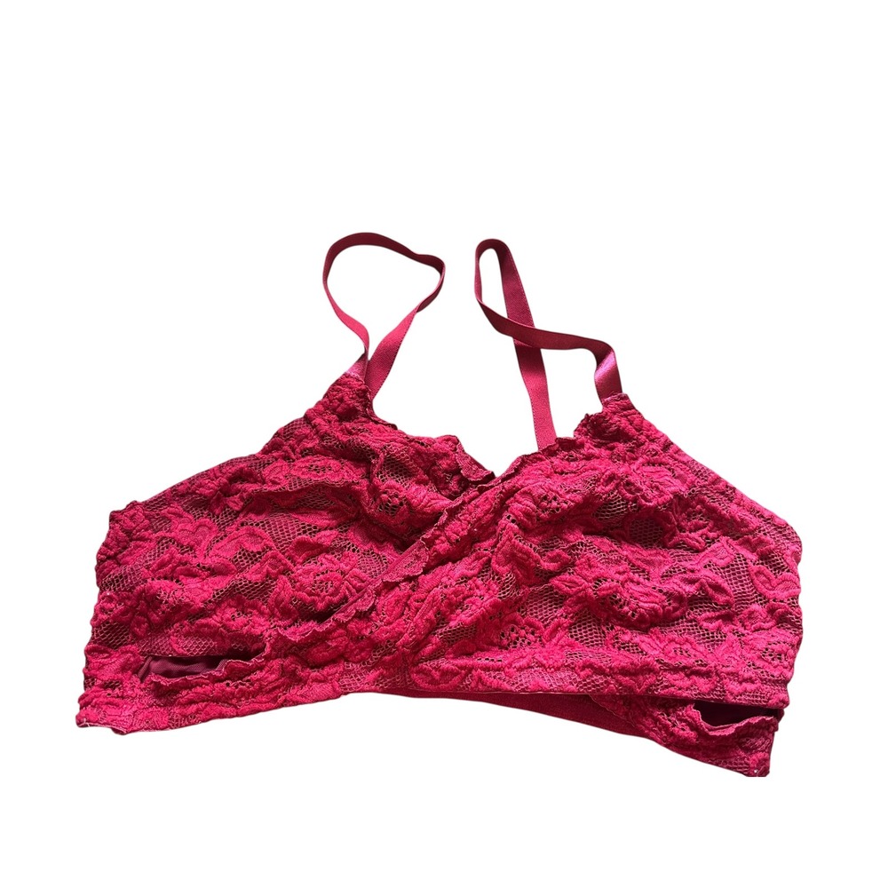 Adored by Adore Me 2X Raspberry Lace Bralette Wireless Plus Size Comfortable‎